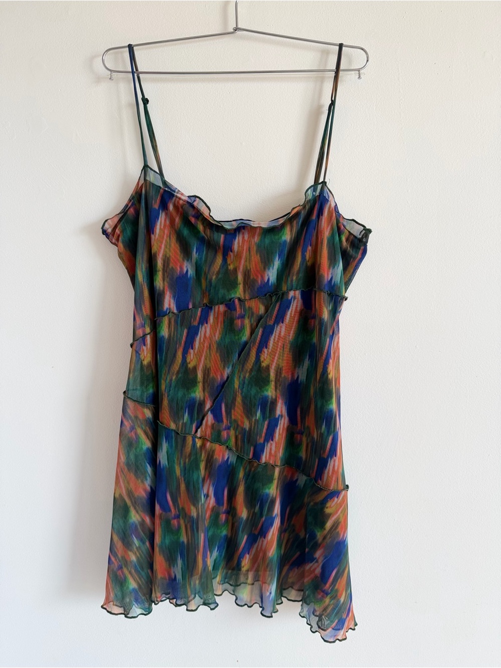 Urban Outfitters Multicolor Brushstroke Cami Dress in Blue, Green, Coral